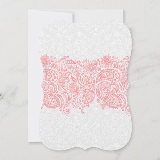 Save The Date Dentelle rose et Damas blanches Enregistrer la dat (Dos)