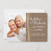 Save The Date Dentelle rustique et Twine photo Enregistrer la da (Devant)