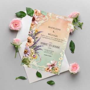 Save The Date Dentelle vintage florale Élégant Mariage romantiqu