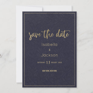 Save The Date dentelle vintage marine bleu or floral enregistrer