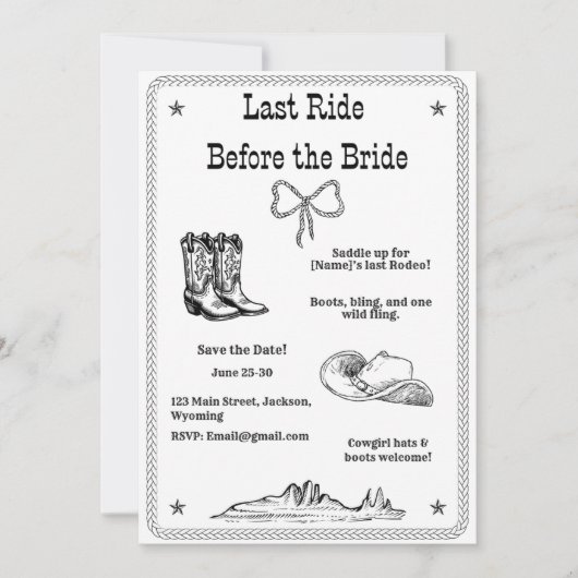 Save The Date Dernière virée avant la mariée Enterrement de vie (Devant)