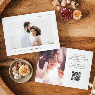 Save The Date Des souhaits simples   Code QR de deux Mariages ph