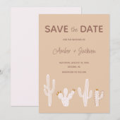 Save The Date Desert cactus boho destination ouest (Devant / Derrière)