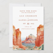 Save The Date Desert Mountain Watercolor Photo Wedding (Devant)
