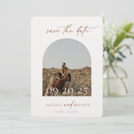 Save The Date Desert Sienna Arch Frame Mariage Enregistrer La Da (Debout devant)