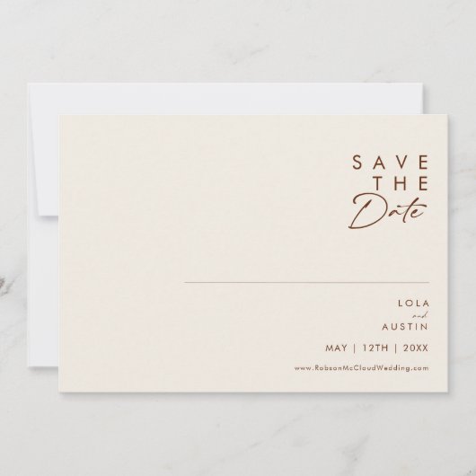 Save The Date Désert simple | Blanc naturel horizontal (Devant)