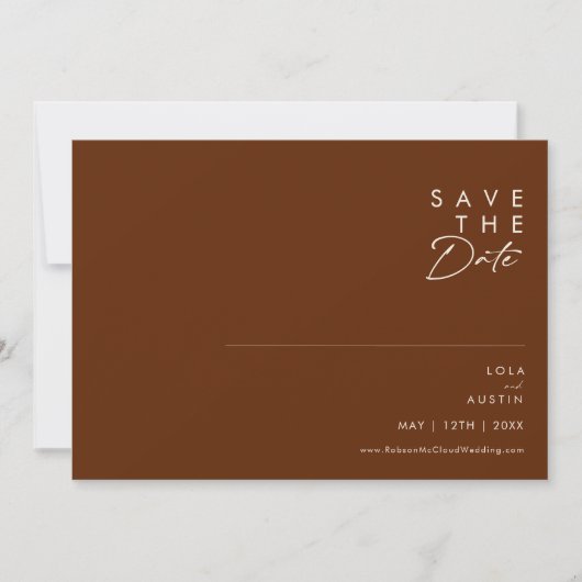 Save The Date Désert simple | Cinnamon foncé horizontal (Devant)