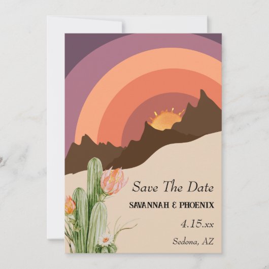 Save The Date Desert Sunset Destination Wedding Enregistrer La D (Devant)
