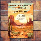 Save The Date Desert Sunset et Cactus Sud-Ouest Mariage
