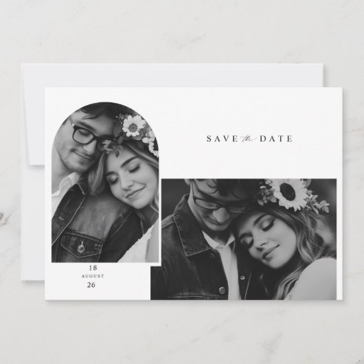 Save The Date Design Élégant Texte Photo Mariage Enregistrer La  (Devant)
