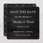 Save The Date Design en bois gris Enregistrer la date Mariage (Devant / Derrière)