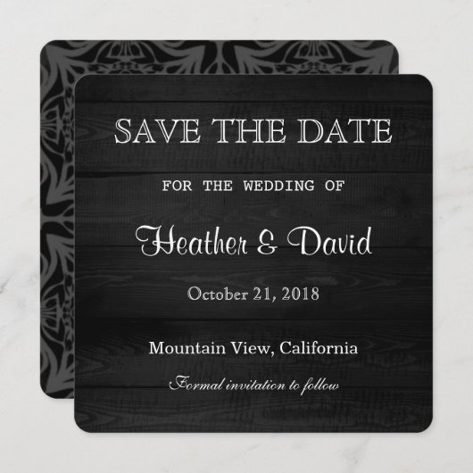 Save The Date Design en bois gris Enregistrer la date Mariage (Devant / Derrière)