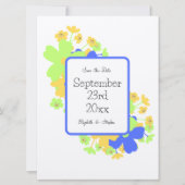 Save The Date Design floral élégant en bleu vert jaune (Devant)