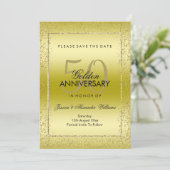 Save The Date Design Gold Confetti 50e Mariage (Debout devant)