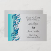 Save The Date Design Mariage élégant, turquoise et argenté (Devant / Derrière)