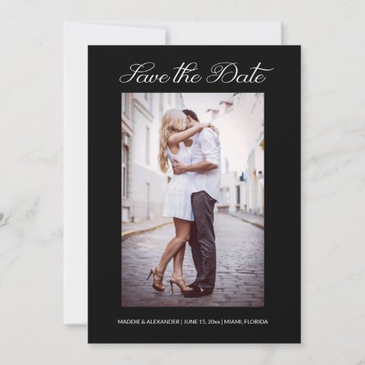 Save The Date Design moderne 2 Mariage photo Fiançailles noir (Devant)