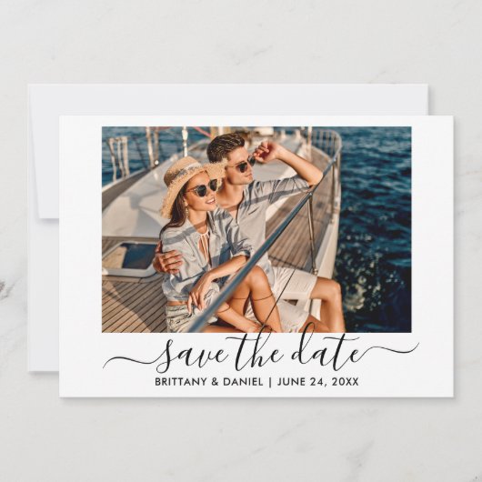Save The Date Design moderne Calligraphie Script photo (Devant)