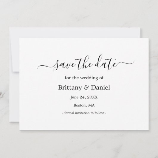 Save The Date Design moderne Calligraphie Script photo (Dos)
