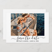 Save The Date Design moderne Calligraphie Script photo (Devant / Derrière)