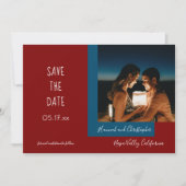 Save The Date Design Moderne Chic Bourgogne Photo Simple Mariage (Devant)