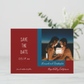 Save The Date Design Moderne Chic Bourgogne Photo Simple Mariage (Debout devant)