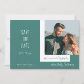 Save The Date Design Moderne Chic Turquoise Photo Simple Mariage (Devant)