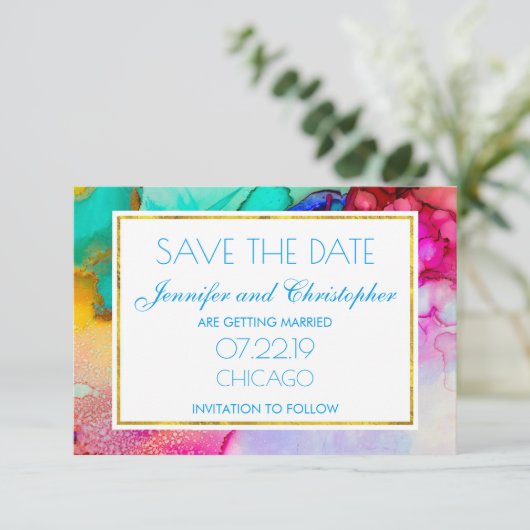 Save The Date Design moderne en marbre Abstrait (Debout devant)