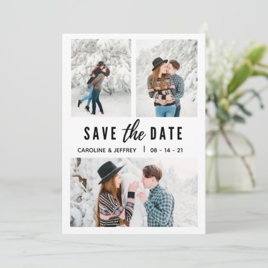 Save The Date design moderne multi photo enregistrer la date (Debout devant)