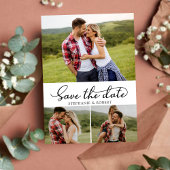 Save The Date Design moderne Script 3 Photo Collage Mariage