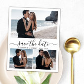 Save The Date Design moderne Script 3 Photo Collage Mariage