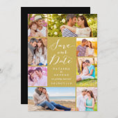 Save The Date Design Moderne Script 8 Multi Photo Enregistrer La (Devant / Derrière)