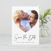 Save The Date Design moderne Script Coeur En Forme De Photo (Debout devant)