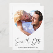 Save The Date Design moderne Script Coeur En Forme De Photo (Devant / Derrière)