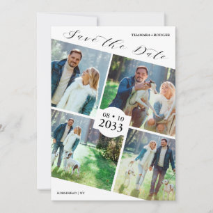 Save The Date Design Oblique Moderne 4 Photos Collage