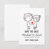 Save The Date Dessin de couple mignon Enregistrer la date Mariag (Devant / Derrière)