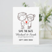 Save The Date Dessin de joli couple pour Sauvegarder la Date de  (Debout devant)