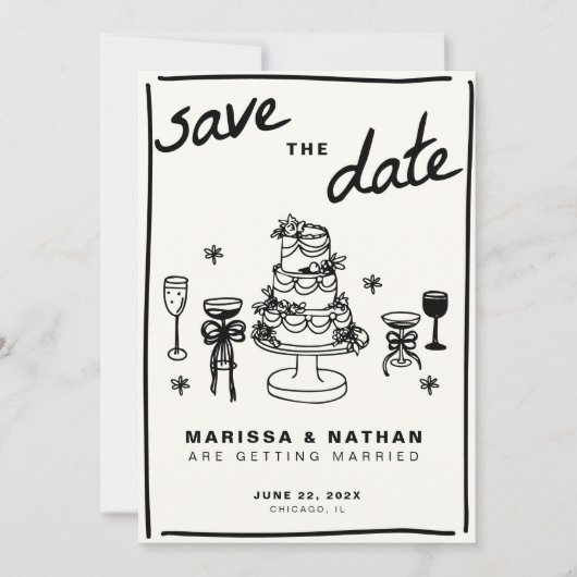 Save The Date Dessiné ensemble Mariage (Devant)