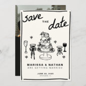 Save The Date Dessiné ensemble Mariage avec photo (Devant / Derrière)