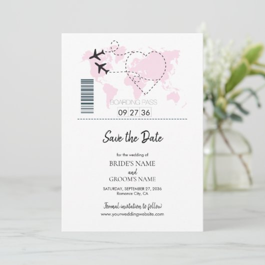 Save The Date Destination Boarding Pass Wedding Enregistrer La D (Debout devant)