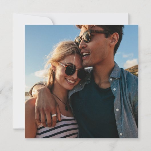 Save The Date Destination Côtière Mariage Photo Bleu (Dos)