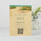 Save The Date Destination de mariage de plage côtière à l'aquare (Debout devant)