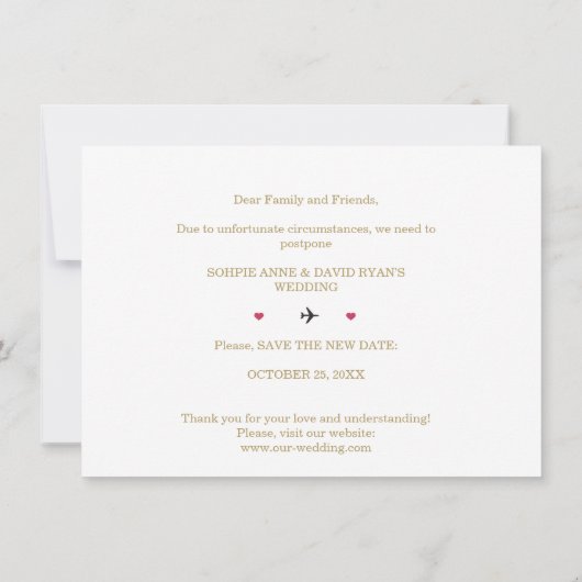 Save The Date Destination Gold World Map Mariage Modifier La Dat (Dos)
