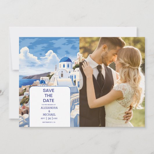 Save The Date Destination Grèce Mariage Santorin (Devant)