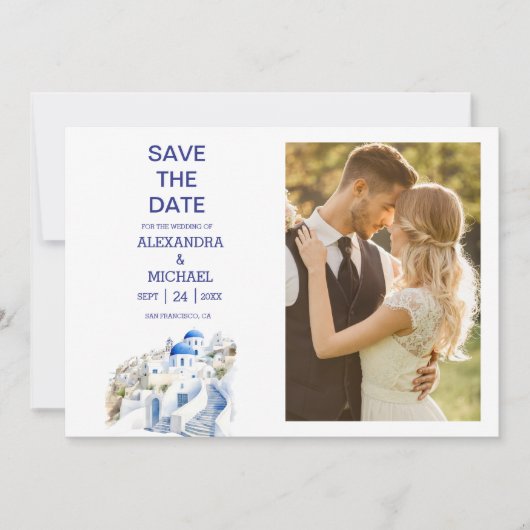 Save The Date Destination Grèce Mariage Santorin (Devant)