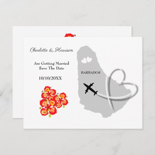 Save The Date Destination Mariage Barbade Enregistrer la date (Devant / Derrière)