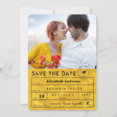 Save The Date Destination Mariage Classy Gold Luggage Balise Pho (Devant)