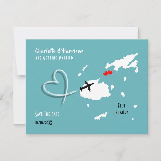 Save The Date Destination Mariage Des Îles Fidji Enregistrer La  (Devant)