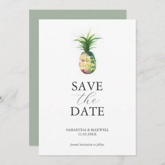 Save The Date Destination Mariage Enregistrer La Date Tropical (Devant / Derrière)