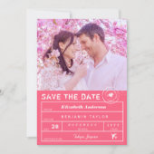 Save The Date Destination Mariage Fuchsia Pink Bagage balise pho (Devant)