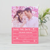 Save The Date Destination Mariage Fuchsia Pink Bagage balise pho (Debout devant)